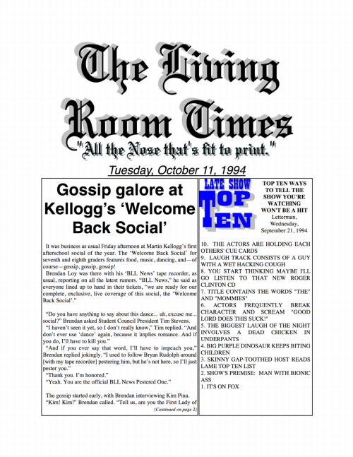 Living Room Times 10-11-94 page 1