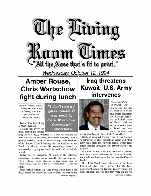 Living Room Times 10-12-94 page 1