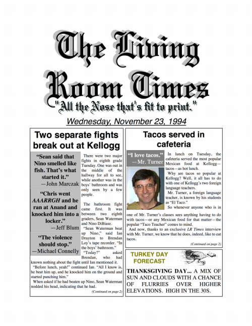 Living Room Times 11-23-94 page 1