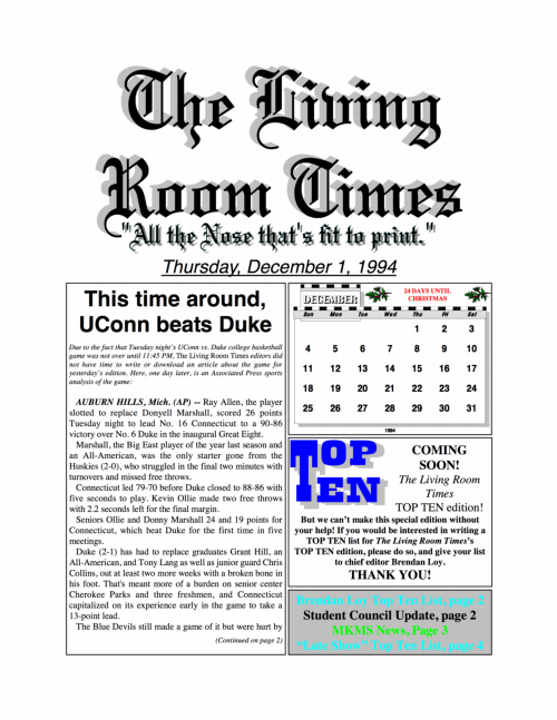 Living Room Times 12-1-94 page 1