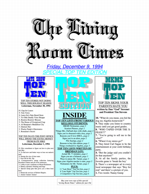 Living Room Times 12-9-94 page 1